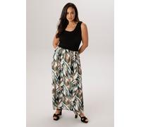 Jerseykleid ANISTON PLUS, Damen, Gr. 52, N-Gr, schwarz, bunt, Jersey, Obermaterial: 95% Viskose, 5% Elasthan. Rock: 100% Viskose, bedruckt, gemustert, unifarben, figurumspielend knöchellang, Rundhals,