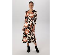 Jerseykleid ANISTON SELECTED, Damen, Gr. 38, N-Gr, bunt (camel, terra, natur, ockergelb, schwarz), Single Jersey, Obermaterial: 95% Viskose, 5% Elasthan, bedruckt, geblümt, gemustert, figurbetont wade