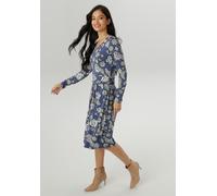 Jerseykleid ANISTON SELECTED, Damen, Gr. 40, N-Gr, rauchblau, wollweiß, schwarz, Jersey, Obermaterial: 95% Viskose, 5% Elasthan, geblümt, gepunktet, gemustert, bedruckt, feminin, figurumspielend knieu