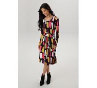 Jerseykleid ANISTON SELECTED, Damen, Gr. 40, N-Gr, weinrot, wollweiß, pink, schwarz, senf, Jersey, Obermaterial: 95% Viskose, 5% Elasthan, bedruckt, gemustert, figurumspielend knieumspielend, Rundhals