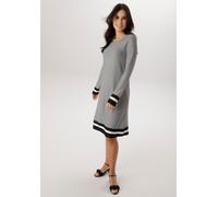 Jerseykleid ANISTON SELECTED, Damen, Gr. 42, N-Gr, schwarz, sanftes weiß, Milano Rib, Obermaterial: 85% Viskose, 10% Polyester, 5% Elasthan, bedruckt, gestreift, figurumspielend kniefrei, Rundhals, Kl