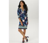 Jerseykleid ANISTON SELECTED, Damen, Gr. 44, N-Gr, blau (marine, hellblau, natur, apricot, camel, kiwigrün, lachs), Jersey, Obermaterial: 95% Polyester, 5% Elasthan, bedruckt, geblümt, gemustert, figu