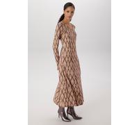 Jerseykleid ANISTON SELECTED, Damen, Gr. 46, N-Gr, Jersey, beige (caffee latte, beige, orange), Jersey, Obermaterial: 95% Viskose, 5% Elasthan, bedruckt, gemustert, figurumspielend ca. Mitte Wade, Run