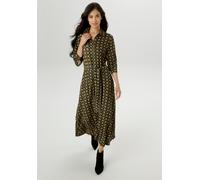 Jerseykleid ANISTON SELECTED, Damen, Gr. 46, N-Gr, schwarz (grün, camel, schwarz, senf, zartrose), Single Jersey, Obermaterial: 95% Viskose, 5% Elasthan, bedruckt, gemustert, figurbetont ca. Mitte Wad