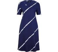 Jerseykleid BONPRIX, Damen, Gr. 56/58 (XXXL), N-Gr, blau (mitternachtsblau, weiß bedruckt), Obermaterial: 100% Baumwolle, A-Linie, Kleider Jerseykleid, für den Alltag, Kurzarm-Design, aus Baumwolle, i
