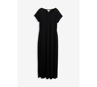 Jerseykleid BONPRIX "Jerseykleid aus fließendem Viskose-Elasthan-Mix", Damen, Gr. 40/42 (M), K-Gr, schwarz (schwarz (kurz)), Obermaterial: 95% Viskose, 5% Elasthan, loose fit, Kleider Jerseykleid, für