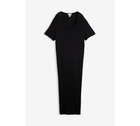 Jerseykleid BONPRIX "Jerseykleid aus fließendem Viskose-Mix", Damen, Gr. 48/50 (XL), N-Gr, schwarz, Obermaterial: 95% Viskose, 5% Elasthan, oversize, Kleider Jerseykleid, für Alltag, aus Viskose und E