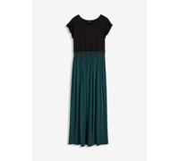 Jerseykleid BONPRIX, Damen, Gr. 48/50 (XL), N-Gr, grün (schwarz, tiefgrün), Jersey, Obermaterial: 95% Viskose, 5% Elasthan, ausgestellt, Kleider Jerseykleid, für Frühling und Sommer, aus Viskose und E