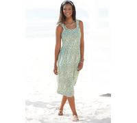 Jerseykleid BEACHTIME, Damen, Gr. 36, N-Gr, grün (grün bedruckt), Jersey, Obermaterial: 100% Viskose, bedruckt, figurumspielend knieumspielend, Rundhals, Kleider Jerseykleid, mit Blätterdruck und Tasc