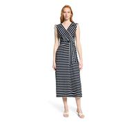 Jerseykleid BETTY BARCLAY "Damen ohne Arm", Damen, Gr. 44, Normalgrößen, schwarz-weiß (dunkelblau, weiß), Obermaterial: 95% Viskose, 5% Elasthan, ausgestellt lang, V-Ausschnitt, Kleider Jerseykleid (5