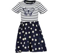 Jerseykleid BLUE SEVEN "Blue Seven Mädchen Kleid kurzarm mit Schmetterling", Mädchen, Gr. 128, 5740, dk blau, 100% Baumwolle, normal, Rundhals, Kleider Jerseykleid (25768715-128) 5740, dk blau