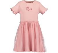 Jerseykleid BLUE SEVEN, Mädchen, Gr. 116, N-Gr, rosa (azalee), Feinripp;Tüll, Obermaterial: 95% Baumwolle, 5% Elasthan, bedruckt, unifarben, Basic knieumspielend, Rundhals, gewellter Abschluss, Kleide
