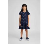 Jerseykleid BLUE SEVEN, Mädchen, Gr. 122, N-Gr, ultramarin, Jersey, Obermaterial: 95% Baumwolle, 5% Elasthan, bedruckt, unifarben, regular fit, Rundhals, Kleider Jerseykleid, im tollem Herzchen-Folien