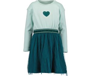 Jerseykleid BLUE SEVEN, Mädchen, Gr. 92, N-Gr, gletscher, Jersey, Obermaterial: 100% Baumwolle, bedruckt, kontrastfarbene Details, unifarben, regular fit kniebedeckend, Rundhals, abgesteppte Kante, Kl