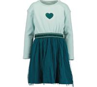 Jerseykleid BLUE SEVEN, Mädchen, Gr. 98, N-Gr, grün (gletscher), Jersey, Obermaterial: 100% Baumwolle, bedruckt, kontrastfarbene Details, unifarben, regular fit kniebedeckend, Rundhals, abgesteppte Ka