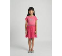 Jerseykleid BLUE SEVEN, Mädchen, Gr. 98, N-Gr, pink, Jersey, Obermaterial: 95% Baumwolle, 5% Elasthan, bedruckt, Basic knieumspielend, Rundhals, Kleider Jerseykleid (19431741-98) pink