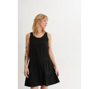 Jerseykleid BONPRIX "Baumwoll Jerseykleid, kurz", Damen, Gr. 32/34 (XS), N-Gr, schwarz, Jersey, Obermaterial: 100% Baumwolle, unifarben, A-Linie knielang, Rundhals, Kleider Jerseykleid, für entspannte