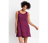 Jerseykleid BONPRIX "Baumwoll Jerseykleid, kurz", Damen, Gr. 44/46 (L), N-Gr, beere, Jersey, Obermaterial: 100% Baumwolle, A-Linie knielang, Rundhals, Kleider Jerseykleid, für entspannte Sommertage, a