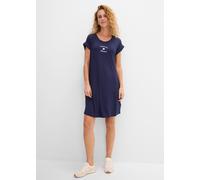 Jerseykleid BONPRIX, Damen, Gr. 44/46 (L), N-Gr, dunkelblau, Obermaterial: 95% Viskose, 5% Elasthan, loose fit, Kleider Jerseykleid, lockere Passform, aus Viskose und Elasthan, mit Rundhalsausschnitt