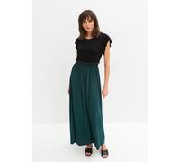 Jerseykleid BONPRIX, Damen, Gr. 44/46 (L), N-Gr, grün (schwarz, tiefgrün), Jersey, Obermaterial: 95% Viskose, 5% Elasthan, ausgestellt, Kleider Jerseykleid, für Frühling und Sommer, aus Viskose und El
