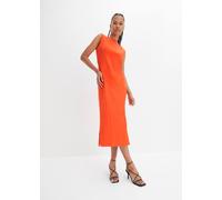 Jerseykleid BONPRIX, Damen, Gr. 44/46 (L), N-Gr, orange (blutorange), Jersey, Obermaterial: 95% Baumwolle, 5% Elasthan, bequem, Kleider Jerseykleid, aus Rippjersey, mit rundem geripptem Halsausschnitt