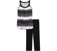 Jerseykleid BONPRIX, Damen, Gr. 44/46 (L), N-Gr, schwarz graphisch bedruckt, Jersey, Obermaterial: 100% Baumwolle. Unterteil: 95% Baumwolle, 5% Elasthan, bedruckt, mehrfarbig, bequem 3/4-Länge, tiefer
