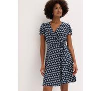 Jerseykleid BONPRIX, Damen, Gr. 48/50 (XL), N-Gr, blau (dunkelblau, weiß bedruckt), Obermaterial: 95% Viskose, 5% Elasthan, ausgestellt, Kleider Jerseykleid, ausgestellte Passform, figurumspielendes D