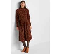 Jerseykleid BONPRIX, Damen, Gr. 56/58 (XXXL), N-Gr, braun (kaffeebraun geblümt), Jersey, Obermaterial: 95% Baumwolle, 5% Elasthan, bedruckt, ausgestellt kniebedeckend, gerader Abschluss, Kleider Jerse