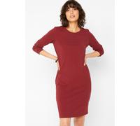 Jerseykleid BONPRIX "Figurbetontes Jerseykleid (2er Pack)", Damen, Gr. 40/42 (M), N-Gr, grau (anthrazit meliert, rubinrot), Jersey, Obermaterial: 55% Baumwolle, 40% Polyester, 5% Elasthan, meliert, sl