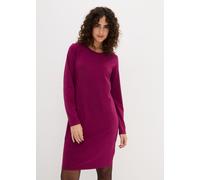 Jerseykleid BONPRIX "Figurbetontes Jerseykleid (2er Pack)", Damen, Gr. 40/42 (M), N-Gr, lila (beere, schwarz), Jersey, Obermaterial: 95% Baumwolle, 5% Elasthan, unifarben, slim fit kniefrei, Rundhals,