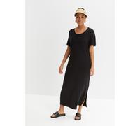 Jerseykleid BONPRIX "Jerseykleid aus fließendem Viskose-Mix", Damen, Gr. 44/46 (L), N-Gr, schwarz, Obermaterial: 95% Viskose, 5% Elasthan, oversize, Kleider Jerseykleid, für Alltag, aus Viskose und El