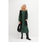 Jerseykleid BONPRIX "Jerseykleid aus fließendem Viskose-Mix", Damen, Gr. 52/54 (XXL), N-Gr, grün (opalgrün geblümt), Obermaterial: 95% Viskose, 5% Elasthan, bequem, Kleider Jerseykleid, für vielseitig