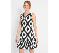 Jerseykleid BONPRIX "Jerseykleid aus softem Baumwoll-Mix", Damen, Gr. 48/50 (XL), N-Gr, schwarz (schwarz bedruckt), Jersey, Obermaterial: 95% Baumwolle, 5% Elasthan, bedruckt, regular fit kniefrei, Ru