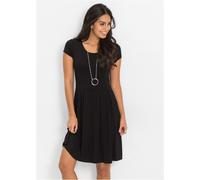 Jerseykleid BONPRIX "Jerseykleid aus Viskose-Mix", Damen, Gr. 38, N-Gr, schwarz, Obermaterial: 95% Viskose, 5% Elasthan, ausgestellt, Kleider Jerseykleid, für sommerliche Tage, aus Viskose-Mix, ausges