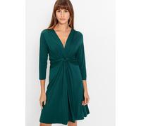 Jerseykleid BONPRIX "Jerseykleid in fließendem Viskose-Mix", Damen, Gr. 48/50 (XL), N-Gr, blau (petrolgrün), Obermaterial: 95% Viskose, 5% Elasthan, ausgestellt, Kleider Jerseykleid, für Alltag, aus V