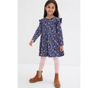Jerseykleid BONPRIX, Mädchen, Gr. 116/122, N-Gr, dunkelblau geblümt, Jersey, Obermaterial: 100% Baumwolle, regular fit, Kleider Jerseykleid, aus reiner Baumwolle, mit Blümchenmuster, mit langem Arm (3