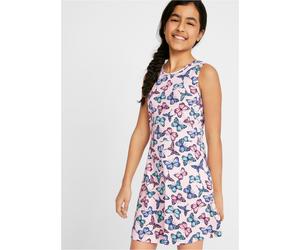 Jerseykleid BONPRIX, Mädchen, Gr. 164/170, N-Gr, hellrosa bedruckt, Jersey, Obermaterial: 100% Baumwolle, regular fit, Kleider Jerseykleid, aus Baumwolle, ärmellos, leicht schwingender Schnitt (709566