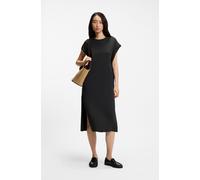 Jerseykleid BOSS ORANGE "Edress Premium Damenmode", Damen, Gr. XL, N-Gr, schwarz 001, Jersey, Obermaterial: 55% Baumwolle, 37% Modal, 8% Elasthan, unifarben, figurumspielend lang, Rundhals, weit einge