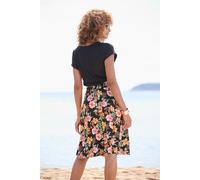 Jerseykleid BUFFALO, Damen, Gr. 38, N-Gr, bunt (schwarz, bunt bedruckt), Jersey, Obermaterial: 100% Viskose, bedruckt, unifarben, modisch, figurumspielend knieumspielend, Rundhals, Kleider, mit Seiten