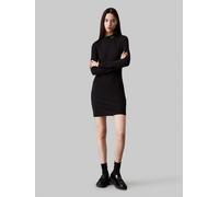 Jerseykleid CALVIN KLEIN JEANS "LOGO ELASTIC MILANO DRESS", Damen, Gr. XL (42), N-Gr, schwarz (ck schwarz), Jersey, Obermaterial: 66% Viskose, 30% Polyamid, 4% Elasthan, unifarben, figurbetont mini, K