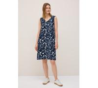 Jerseykleid CECIL, Damen, Gr. M (40), N-Gr, urban dunkelblau, Jersey, Obermaterial: 95% Viskose, 5% Elasthan, bedruckt, casual, bequem knielang, V-Ausschnitt, ohne Ärmel, Kleider, Sommerkleid mit Raff