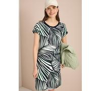 Jerseykleid CECIL, Damen, Gr. M (40), US-Größen, palm breeze grün, Stoff, 95% Viskose, 5% Elasthan, gemustert, comfort fit knielang, Rundhals, Aufschlag, Kleider Jerseykleid, mit grafischem Muster (64