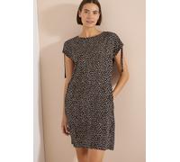 Jerseykleid CECIL, Damen, Gr. XL (44), US-Größen, schwarz-weiß (braun cacao), Stoff, 100% Viskose, gepunktet, normal knieumspielend, U-Boot-Ausschnitt, elastischer Bund, Kleider Jerseykleid, aus Visko