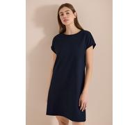 Jerseykleid CECIL, Damen, Gr. XXL (46), US-Größen, blau (universal blau), Web, 100% Baumwolle, unifarben, comfort fit knielang, Rundhals, Aufschlag, Kleider Jerseykleid, knielang (89430640-XXL) univer
