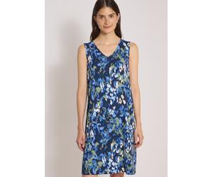 Jerseykleid CECIL, Damen, Gr. XXL (46), US-Größen, bunt (urban dunkelblau), Stoff, 95% Viskose, 5% Elasthan, gemustert, normal knielang, V-Ausschnitt, abgesteppt, Kleider Jerseykleid, aus Viskose (640