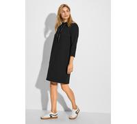 Jerseykleid CECIL, Damen, Gr. XXL (46), US-Größen, schwarz, Stoff, 68% Polyester, 28% Viskose, 4% Elasthan, Strukturmuster, normal kniefrei, hoch geschlossener Ausschnitt, abgesteppt, Kleider Jerseykl