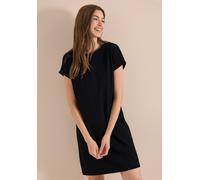 Jerseykleid CECIL, Damen, Gr. XXL (46), US-Größen, schwarz, Web, 100% Baumwolle, unifarben, comfort fit knielang, Rundhals, Aufschlag, Kleider Jerseykleid, knielang (83712013-XXL) schwarz