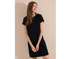 Jerseykleid CECIL, Damen, Gr. XXL (46), US-Größen, schwarz, Web, 100% Baumwolle, unifarben, comfort fit knielang, Rundhals, Aufschlag, Kleider Jerseykleid, knielang (83712013-XXL) schwarz