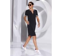 Jerseykleid CREATION L "Jersey-Kleid", Damen, Gr. 38, Normalgrößen, schwarz, 95% Polyester, 5% Elasthan, gemustert, unifarben, kurz, V-Ausschnitt, Kleider Jerseykleid (78597832-38) schwarz