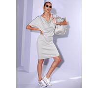 Jerseykleid CREATION L "Modal-Mix-Kleid", Damen, Gr. 48, Normalgrößen, grau (hellgrau), Jersey, 50% Modal, 44% Polyester, 6% Elasthan, unifarben, kurz, Wasserfallausschnitt, Kleider Jerseykleid (25002